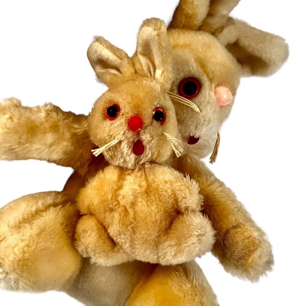 Vintage Atlanta Gerber Mama & Baby Bunny Rabbit Plush Stuffed Animal 12” Korea - Picture 2 of 12